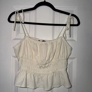 Forever 21 Cream Tie-Shoulder Peplum Camisole